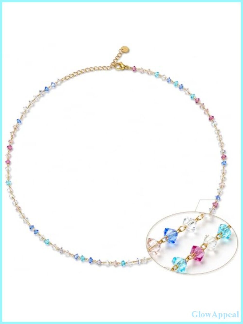 Crystal Beaded Choker Necklace 14K Gold Plated Stainless Steel Adjustable